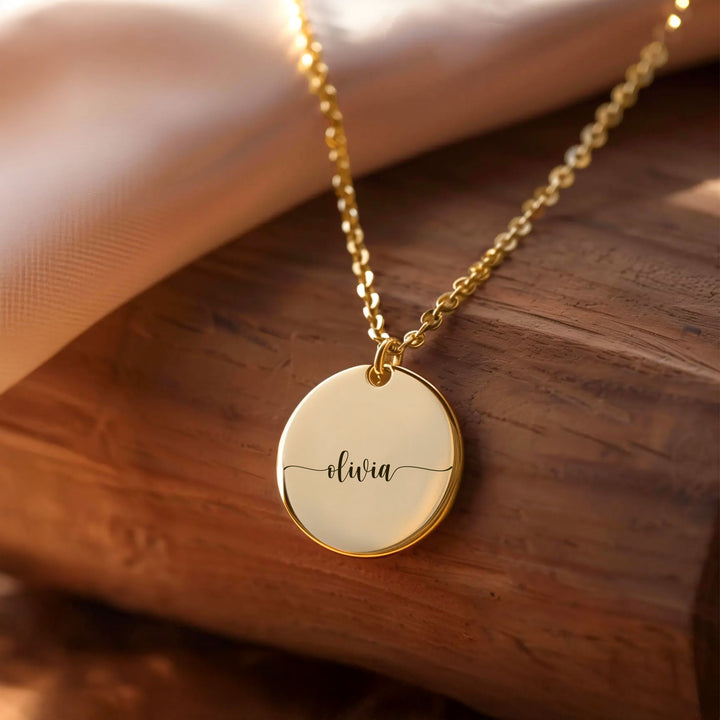 Engraved Name Necklace Gold