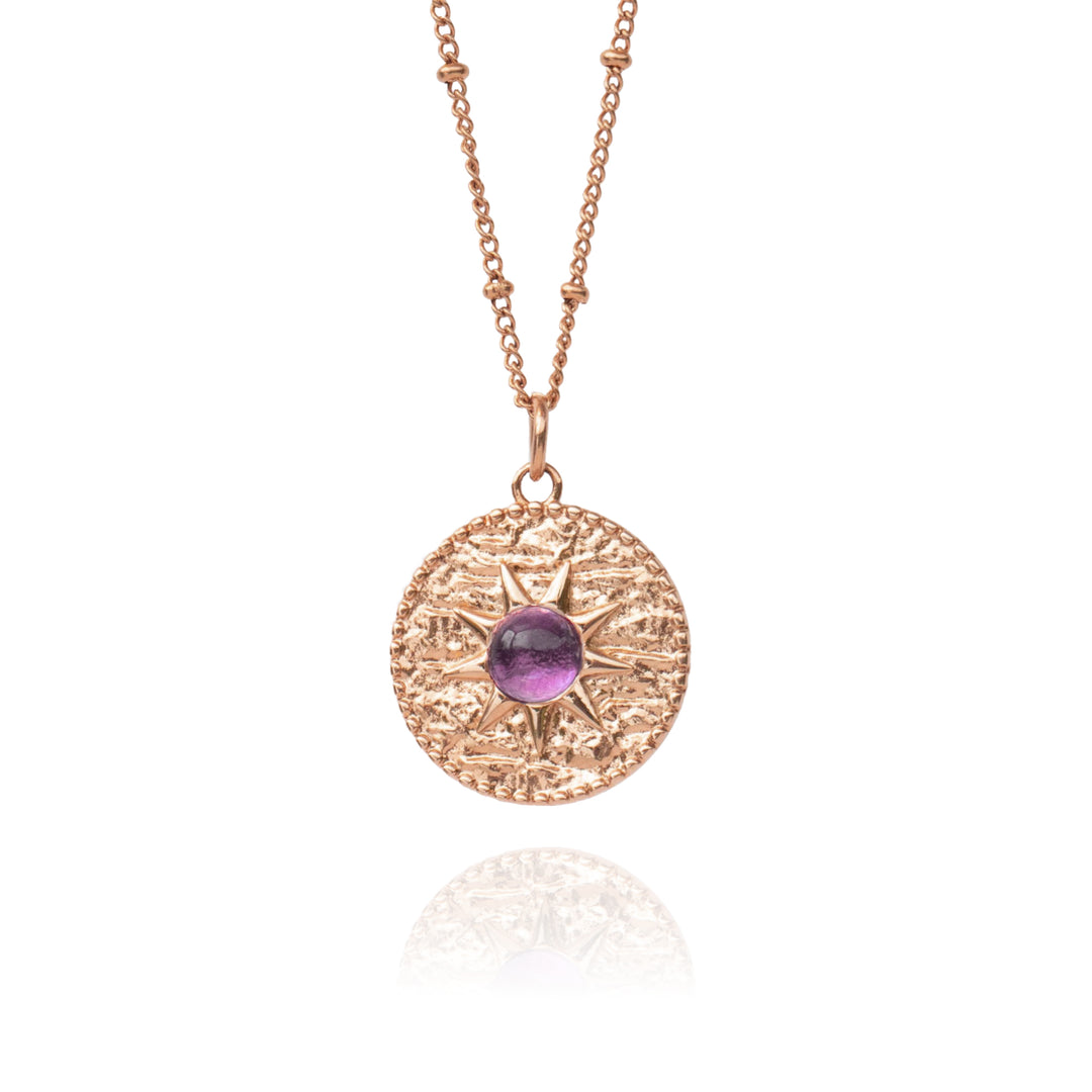 Real Amethyst Necklace Rose Gold