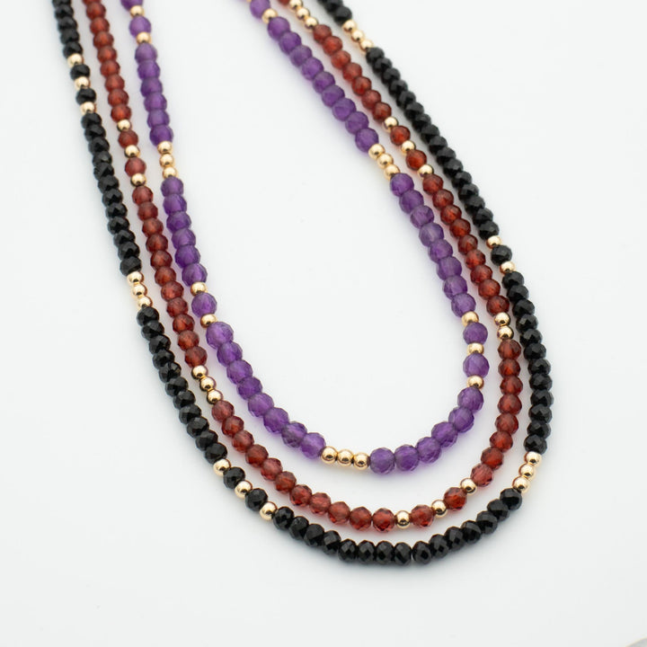 Black Tourmaline Garnet and Amethyst Necklaces