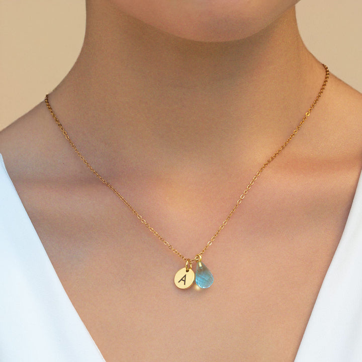 Birthstone Initial Necklace
