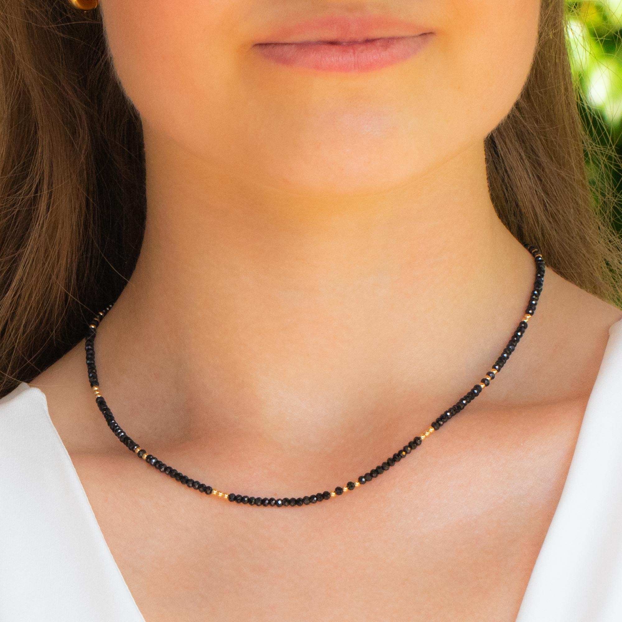 3 Black tourmaline chunk necklace outlet