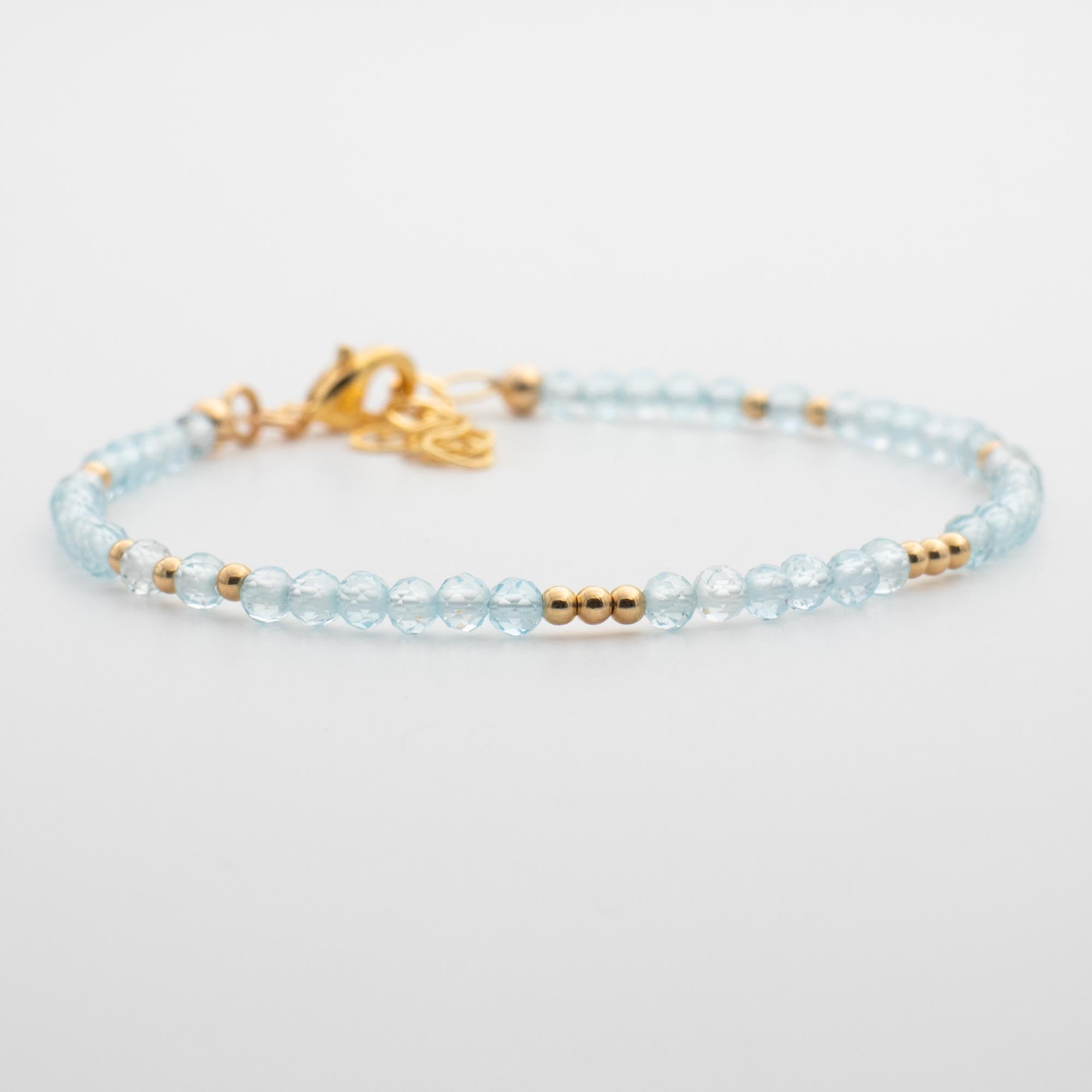 Natural Swiss Blue Topaz Bangle Bracelet / December Birthstone Jewelry sold Gift for Her / 14K Gold Filled or Sterling Silver Dainty Bangle