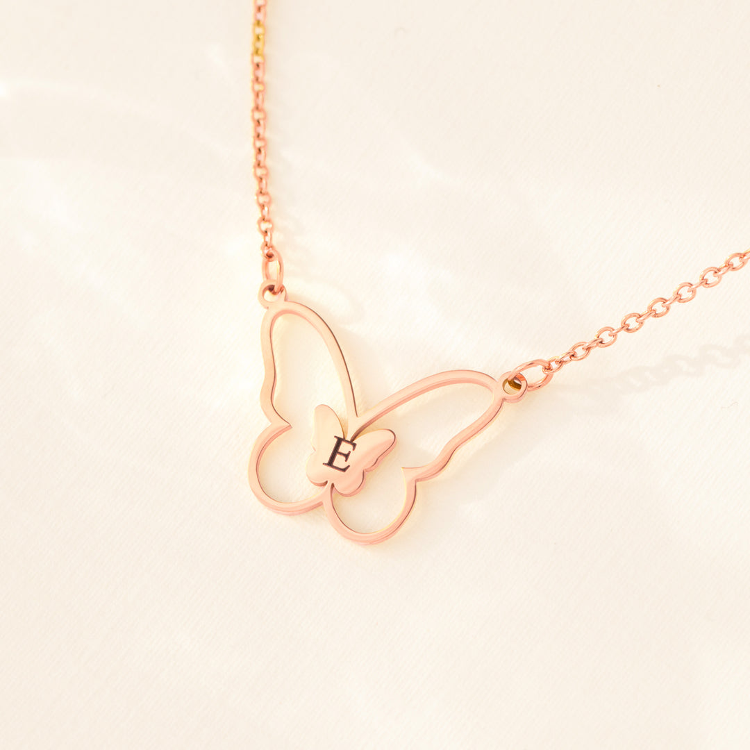 Butterfly Necklace Rose Gold