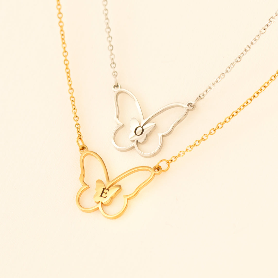 Butterfly Necklace in Silver and Gold