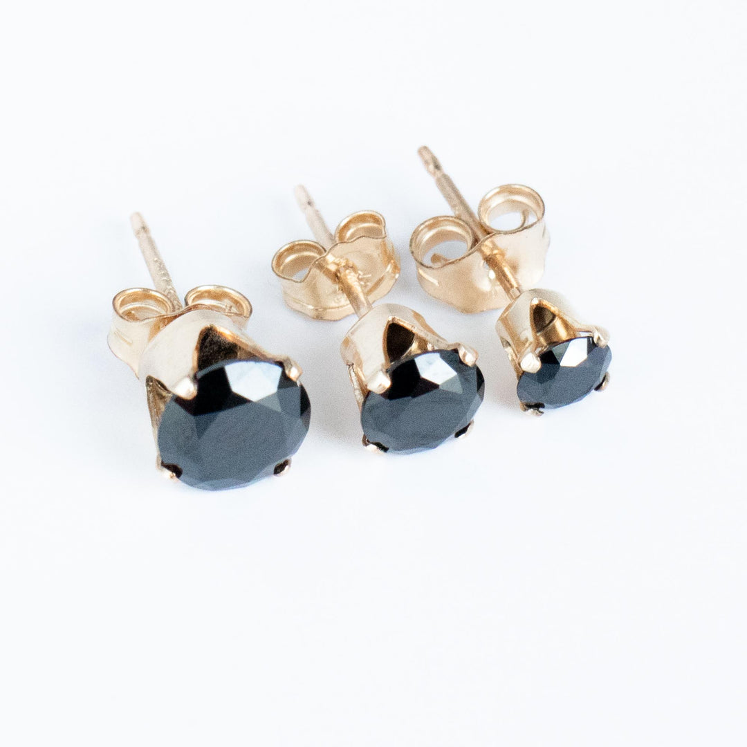 Black Diamond Stud Earrings 4mm 5mm 6mm