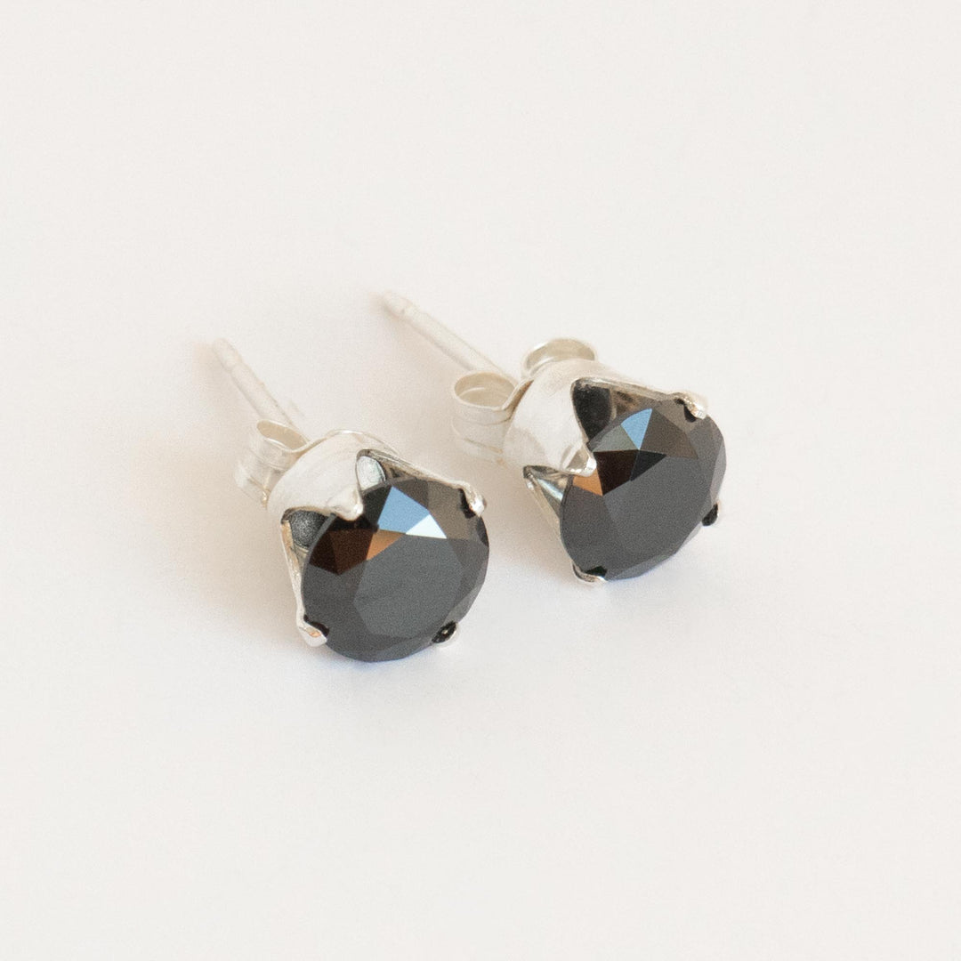 Black Stud Earrings Sterling Silver