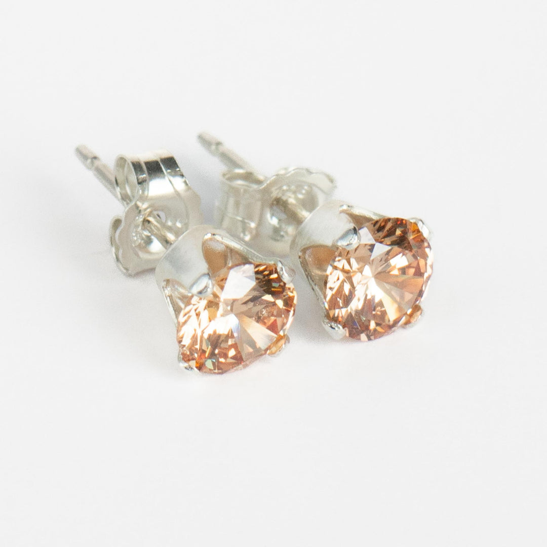 Champagne Stud Earrings Silver