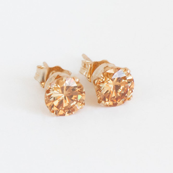  CZ Champagne Stud Earrings