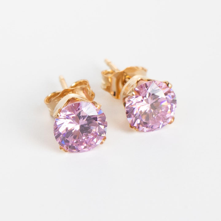 Pink Stud Earrings Gold