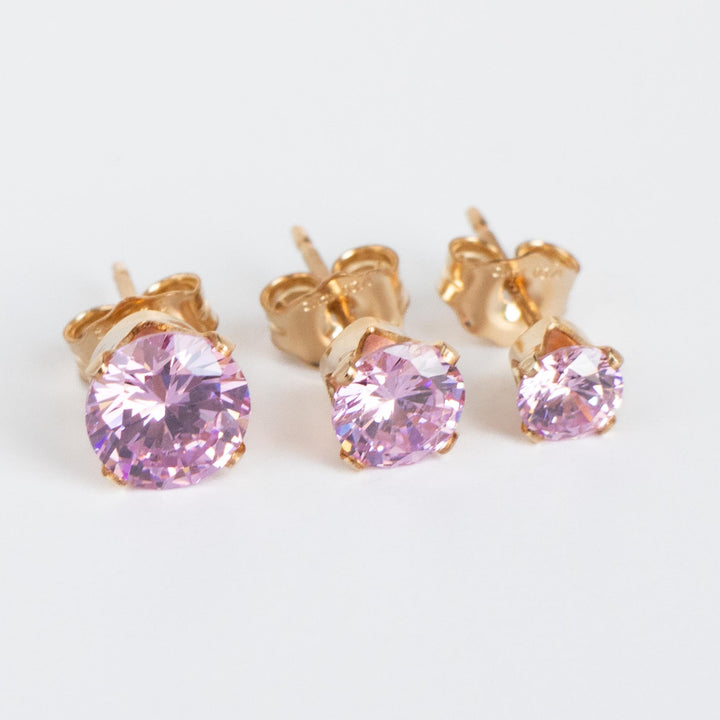 Pink Gold Stud Earrings 4mm 5mm 6mm