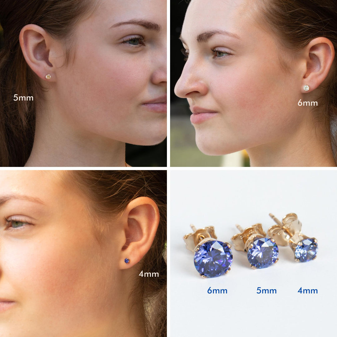 CZ Stud Tanzanite Earrings