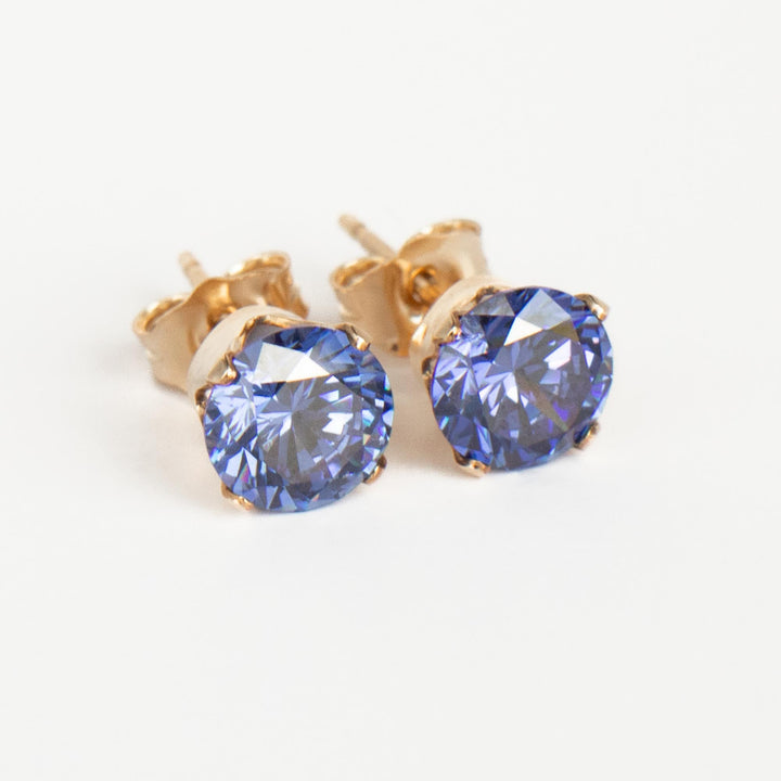 CZ Tanzanite Stud Earrings 