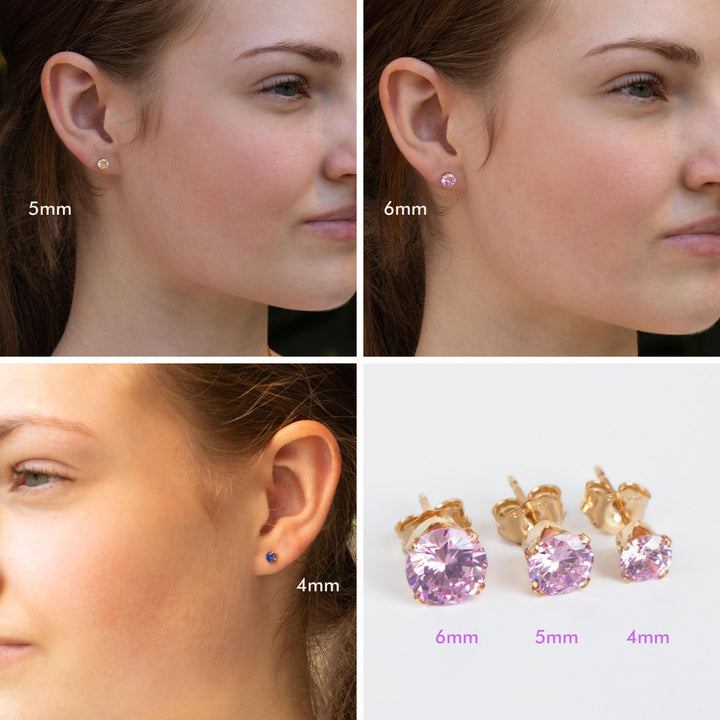 CZ Pink Stud Earrings