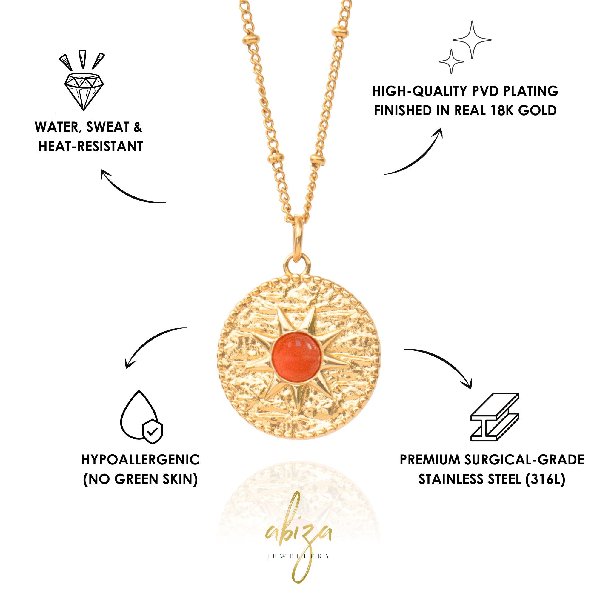 Carnelian and Gold Disc popular Necklace