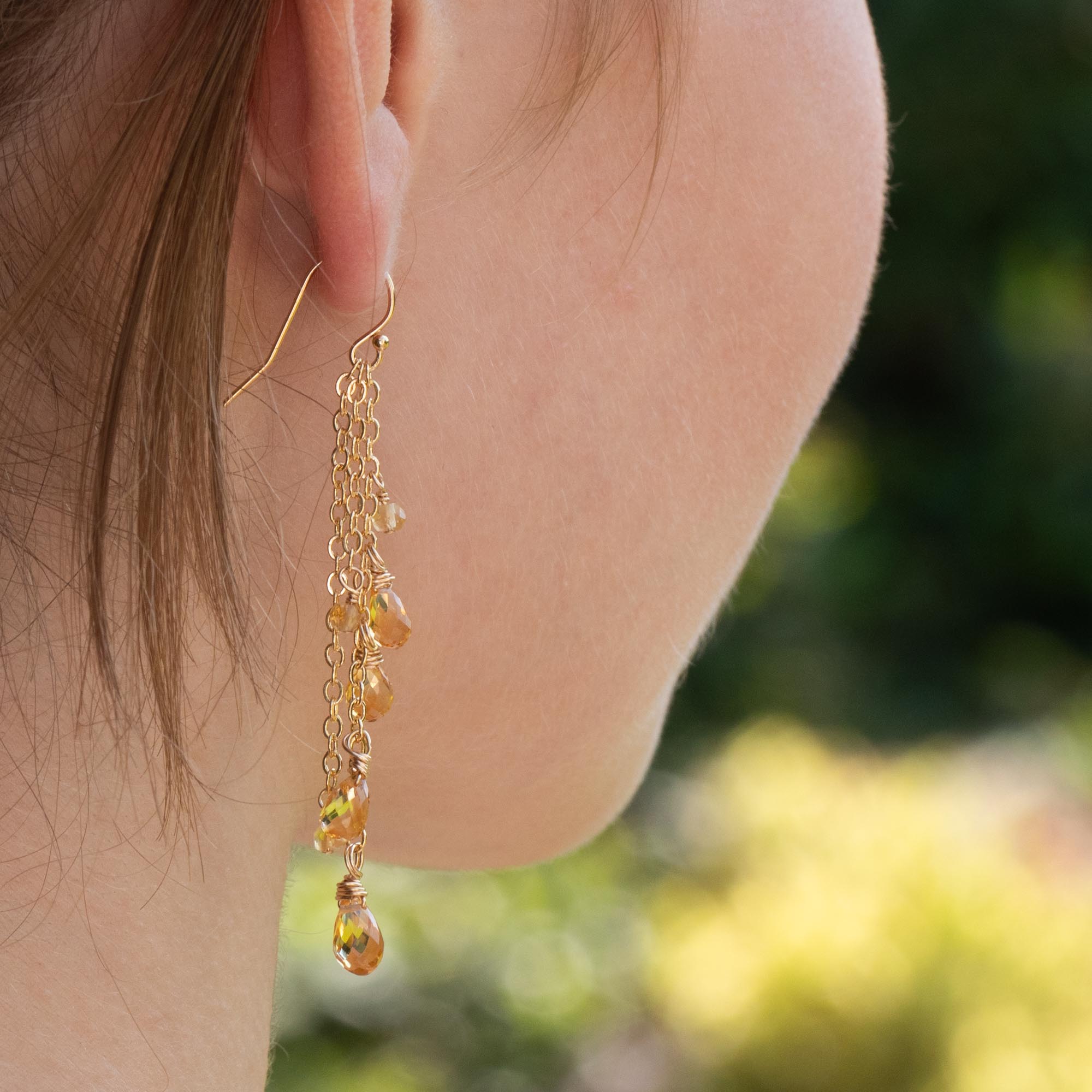 High quality Stunning Citrine Rhinestone Brooch with Earrings