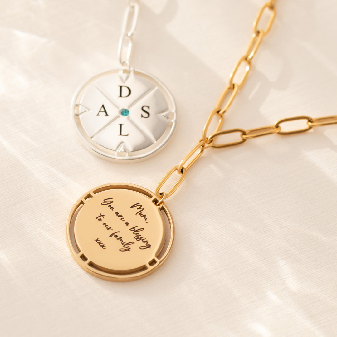 Engraved Compass Necklace