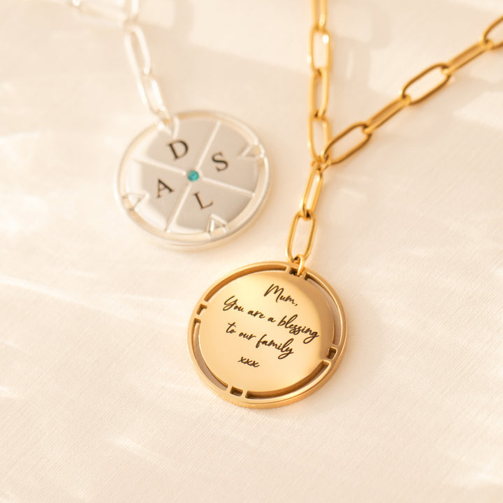 Engravable Compass Necklace