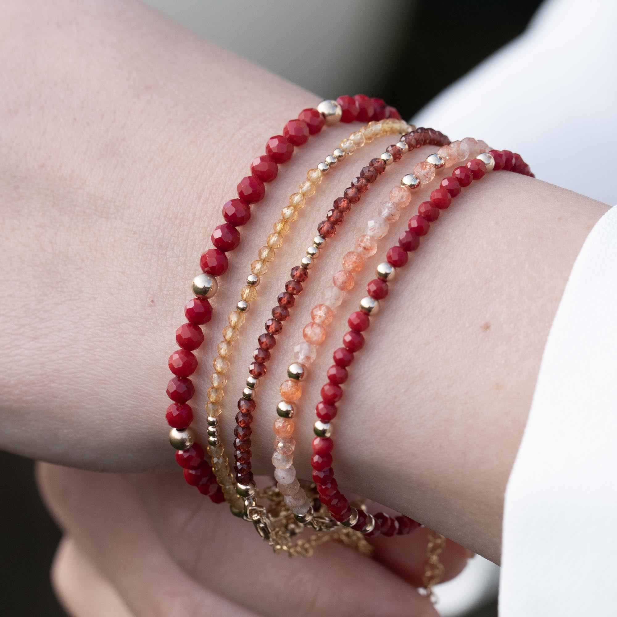 Handmade Garnet Gemstone Bracelet | January Birthstone | Natural Stone Jewelry | Garnet Jewelry | factory Gold Filled | Merlot Red