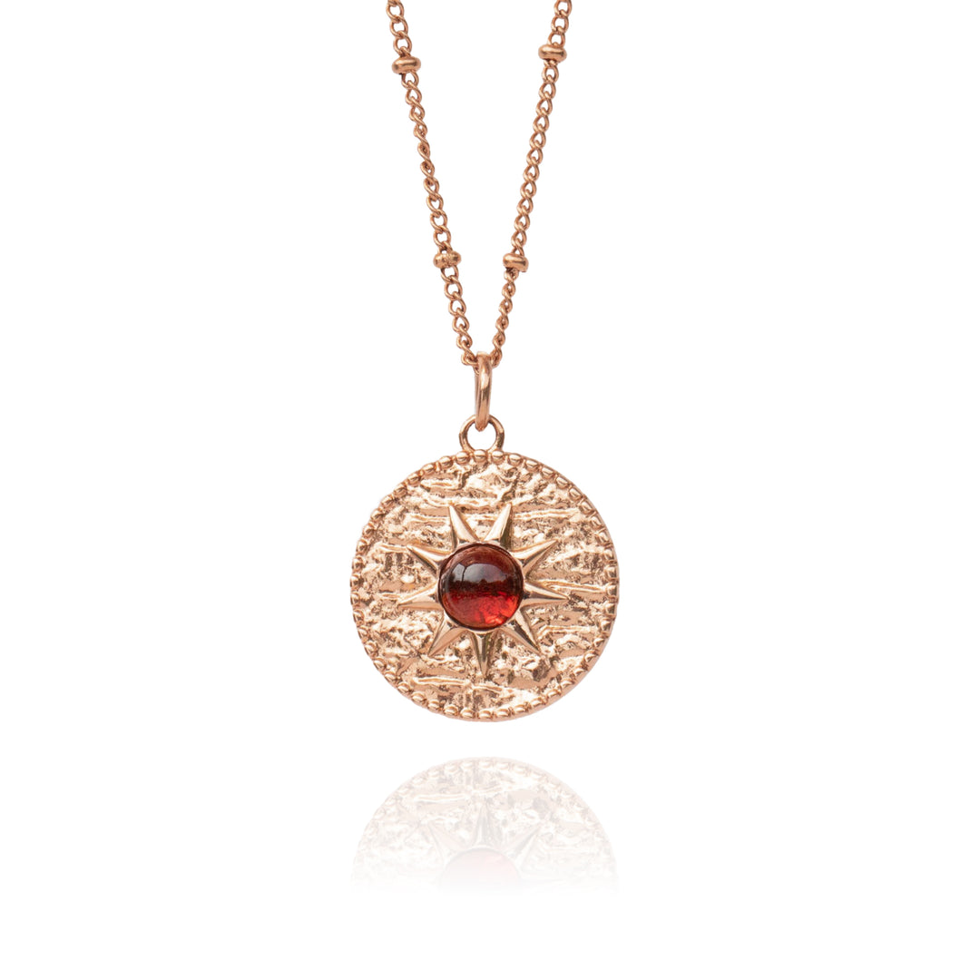 Rose Gold Garnet Gem Necklace