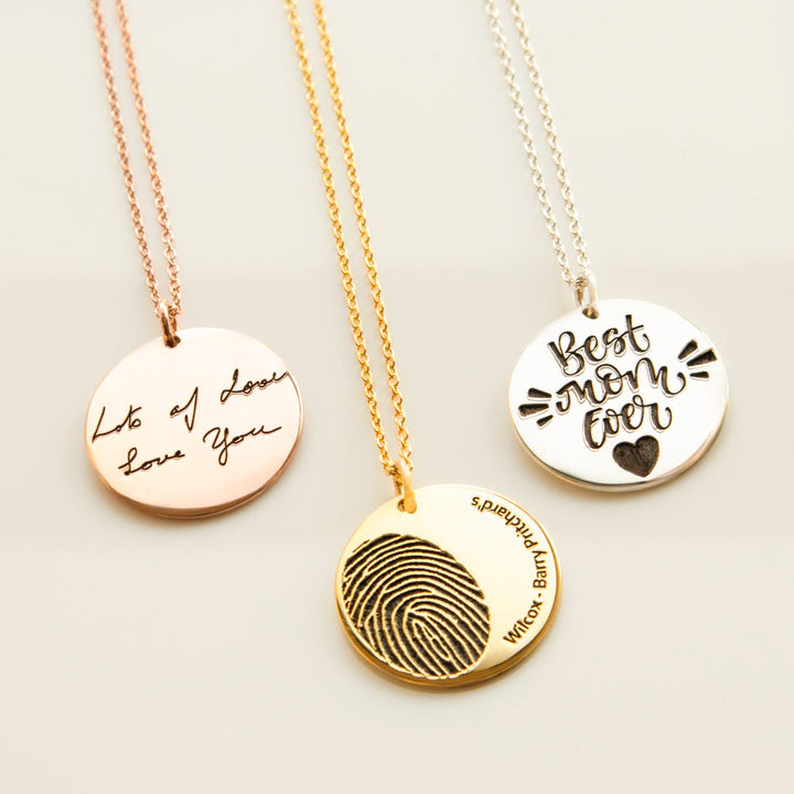 Fingerprint & Handwriting Coin Necklace