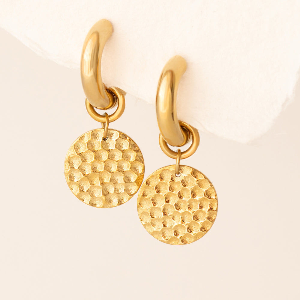 Hammered Gold Disc Earrings