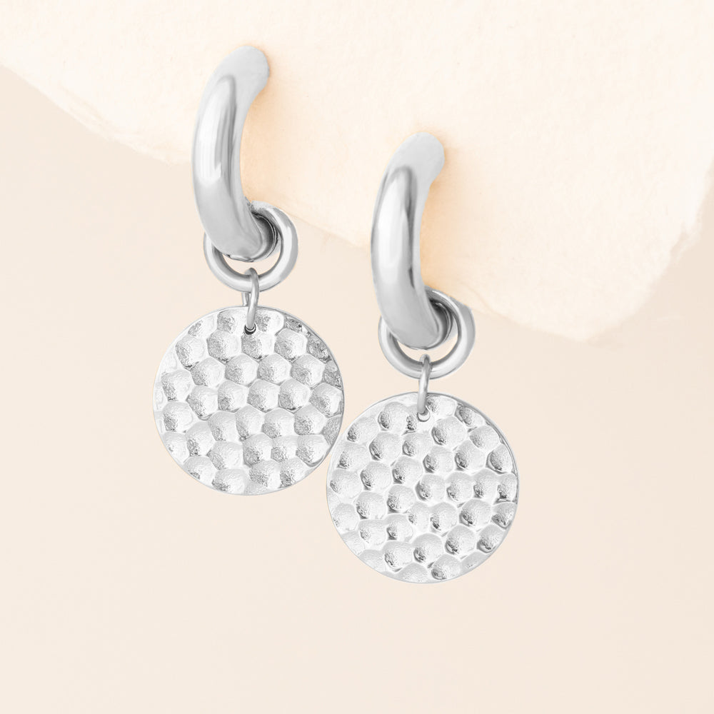 Hammered Silver Drop Earrings 