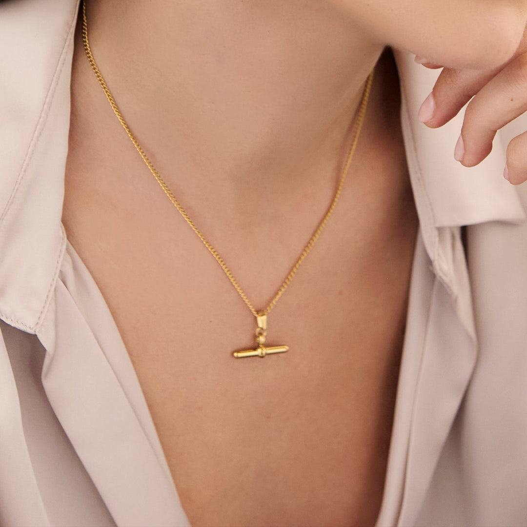 Gold T Bar Necklace