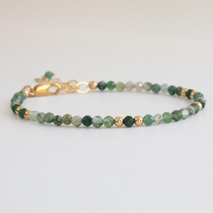 Moss Agate Bead Bracelet