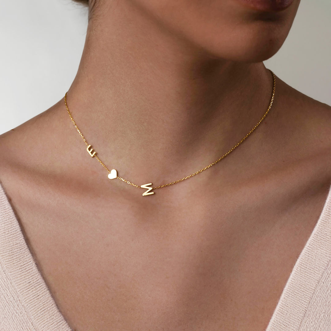 Sideways Initial Necklace Gold