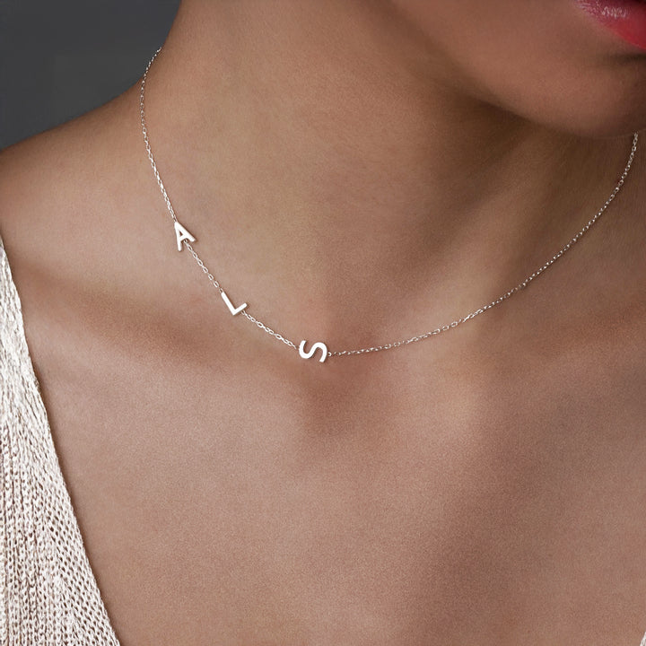 Sideways Initial Necklace Silver