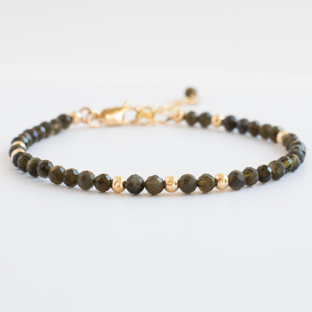 Black Gold Sheen Obsidian Bracelet