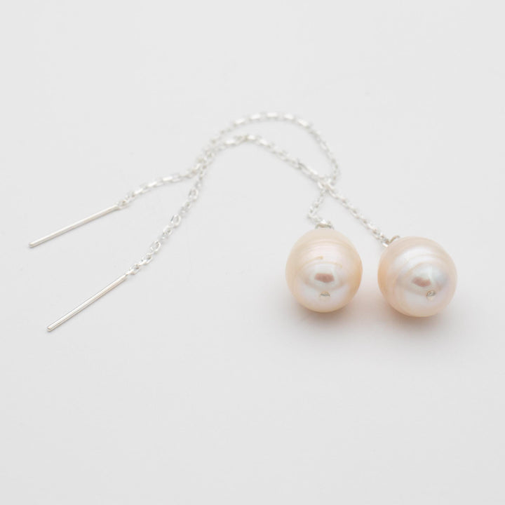 Pearl Threader Earrings Silver