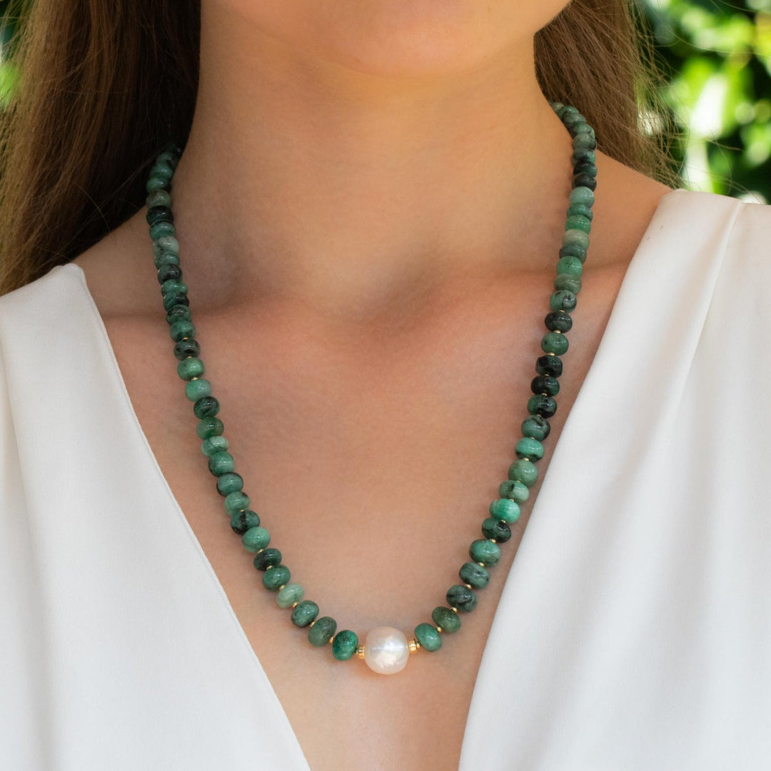 Emerald and Pearl Necklace