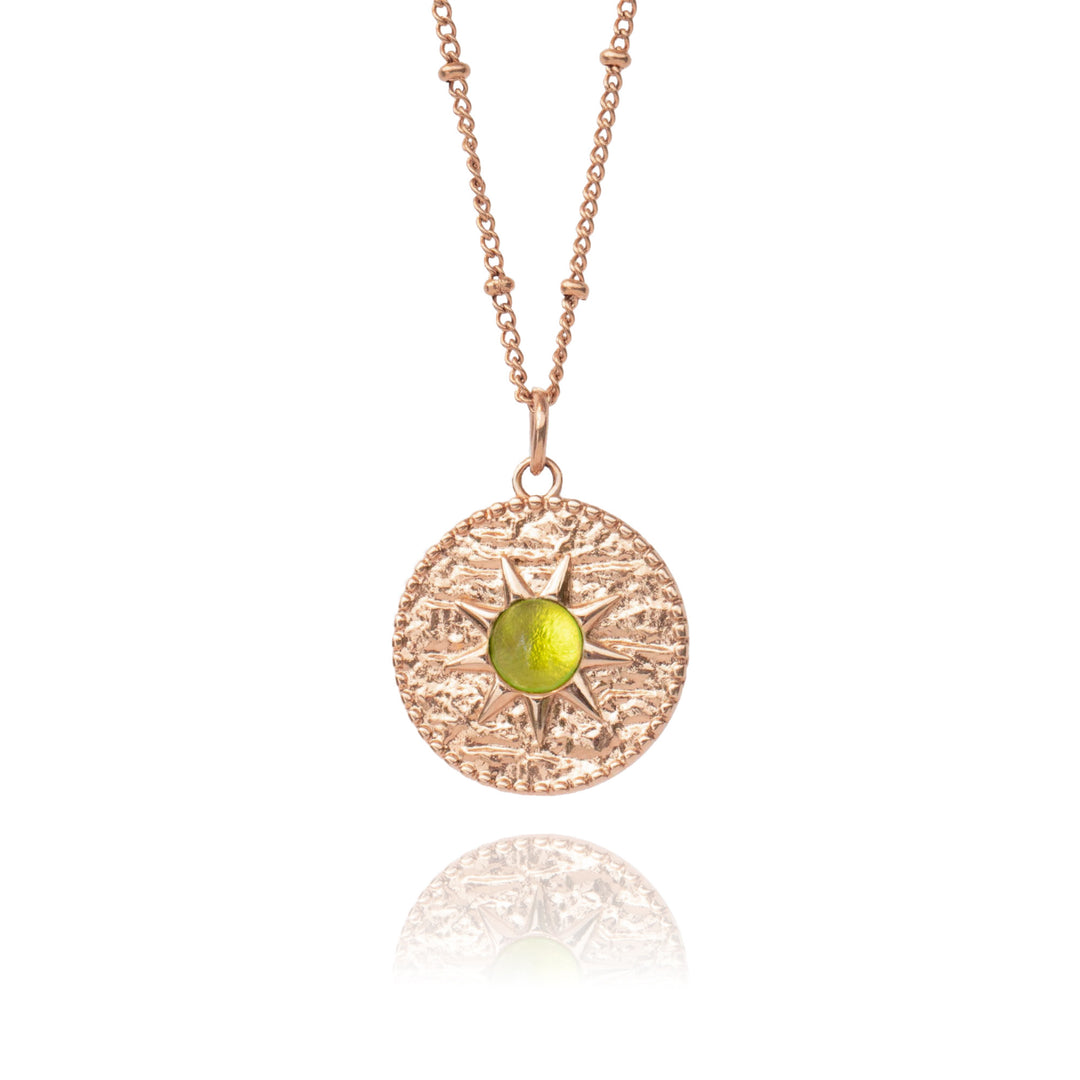 August Birthstone peridot Necklace Rose Gold