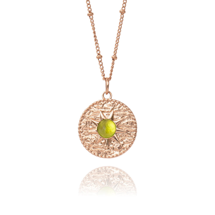 August Birthstone peridot Necklace Rose Gold