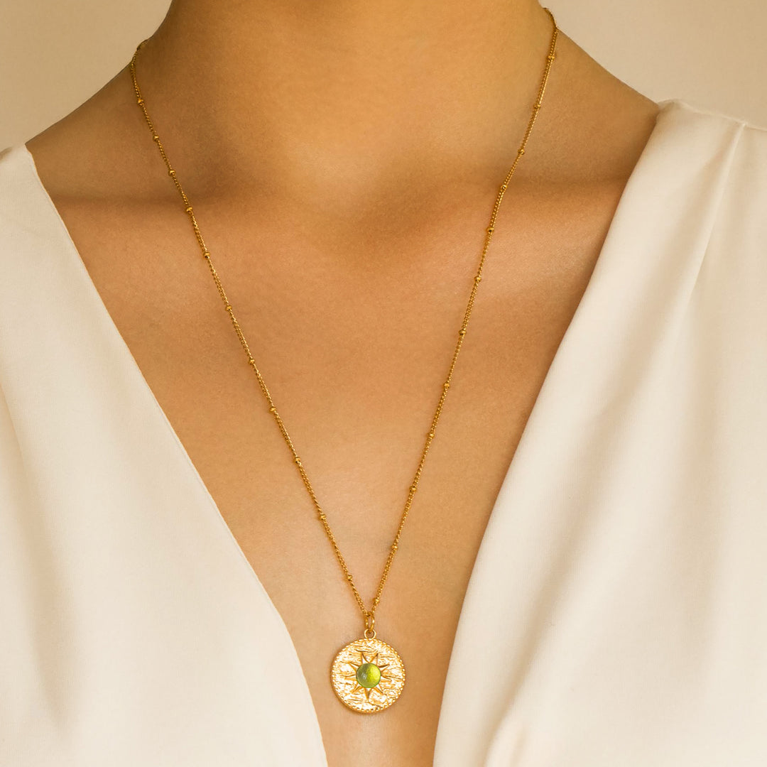 Gold Necklace with Peridot