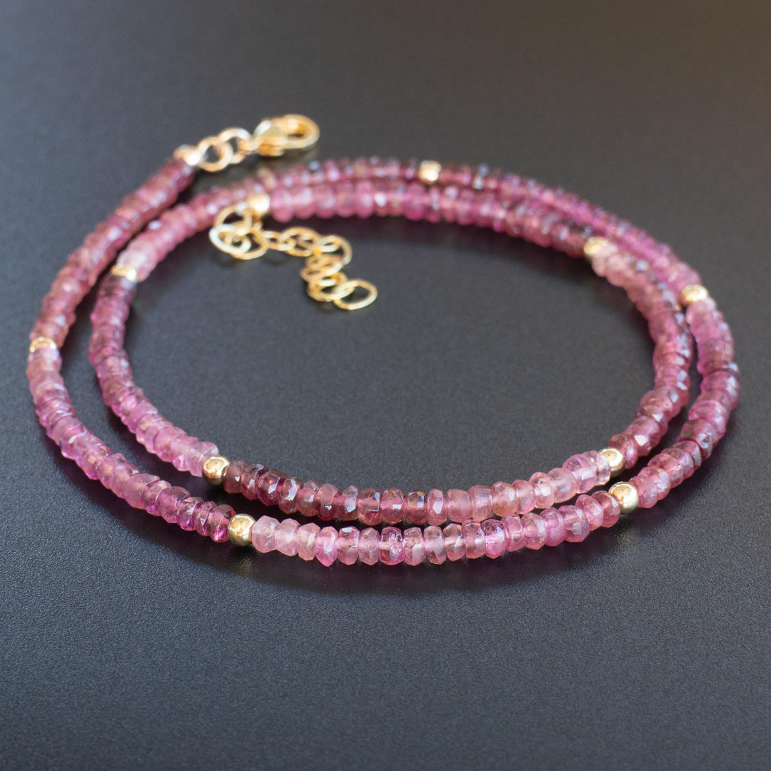 Pink Tourmaline Gold Necklace