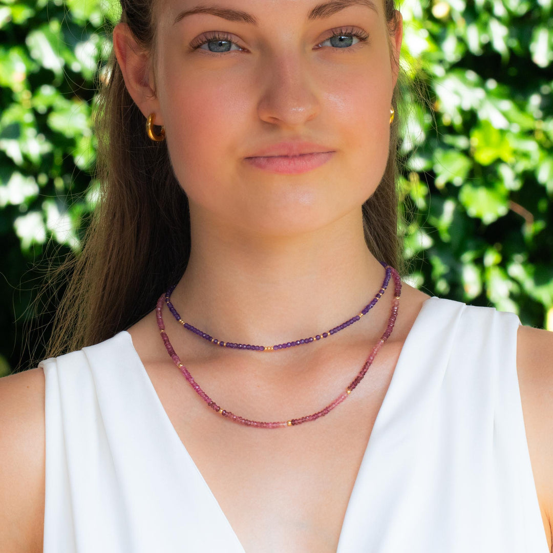 Pink Tourmaline Bead Necklace