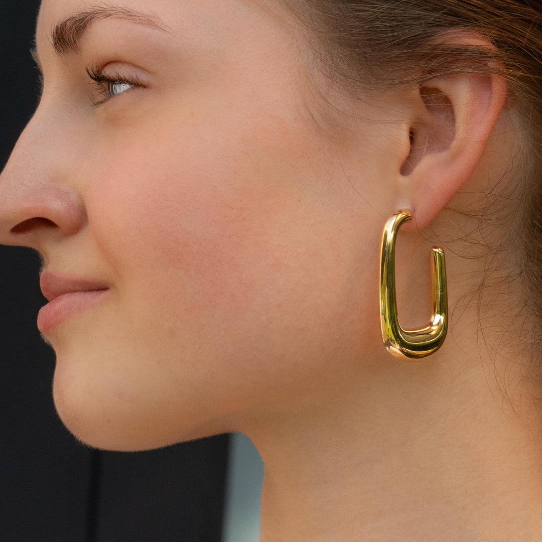 Gold Hoop Earrings Square