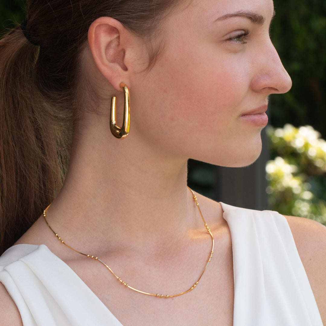 Gold Square Hoop Earrings 