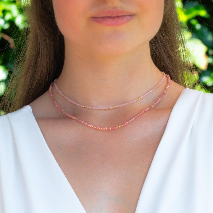 Rhodochrosite and Rose Quartz Necklace