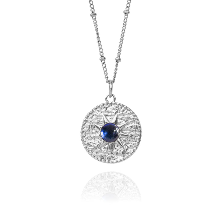 Silver Necklace with Sapphire