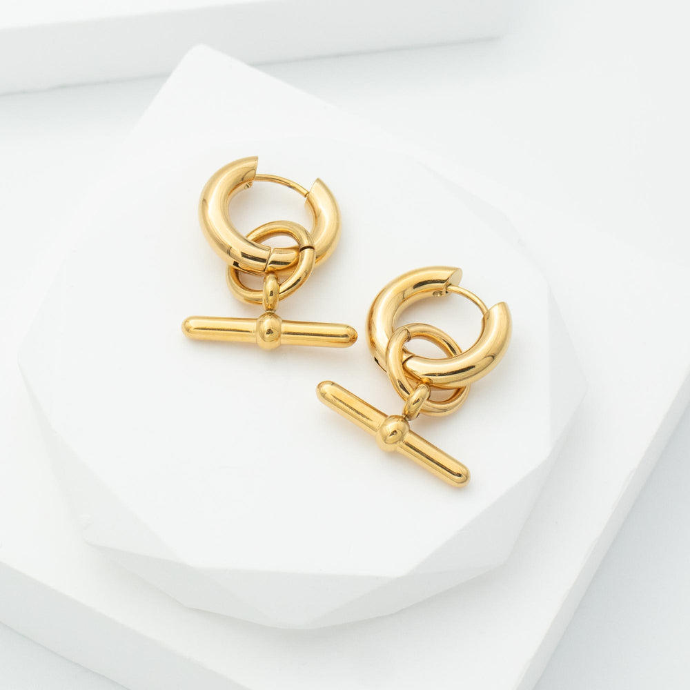 Gold T Bar Earrings