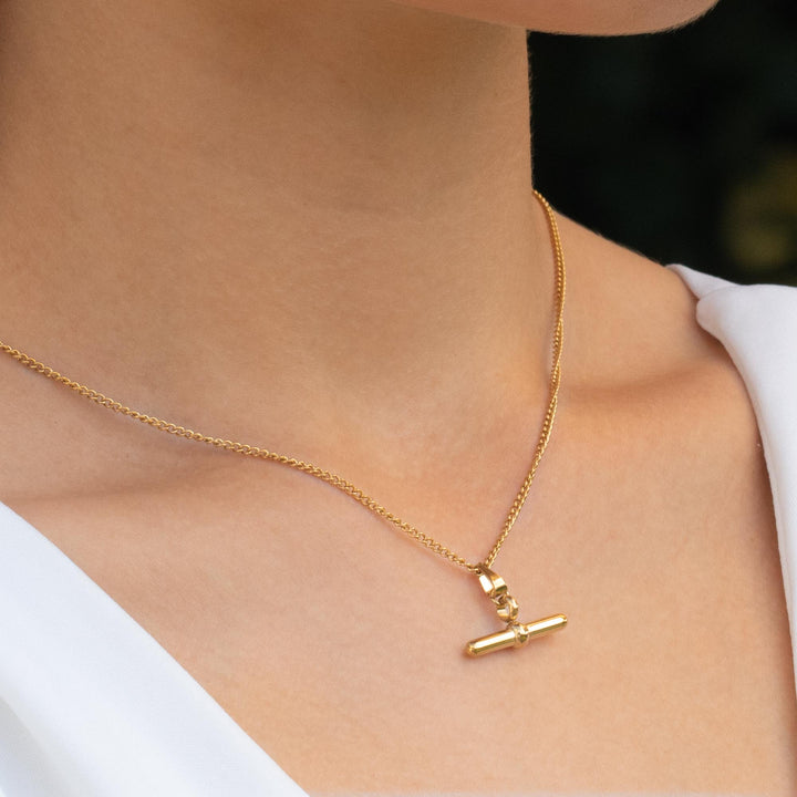 Gold T Bar Necklace