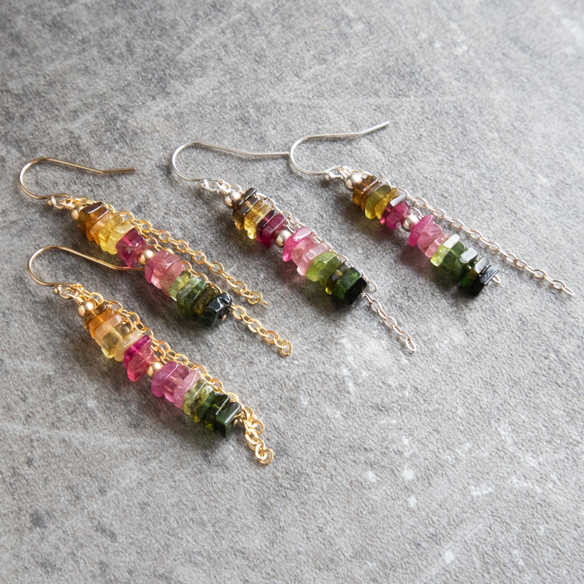 Tourmaline outlet Earrings, Pink Tourmaline Earrings, Green Tourmaline Earrings, Unique Earrings, October Birthstone, Silver Earrings, Tourmaline