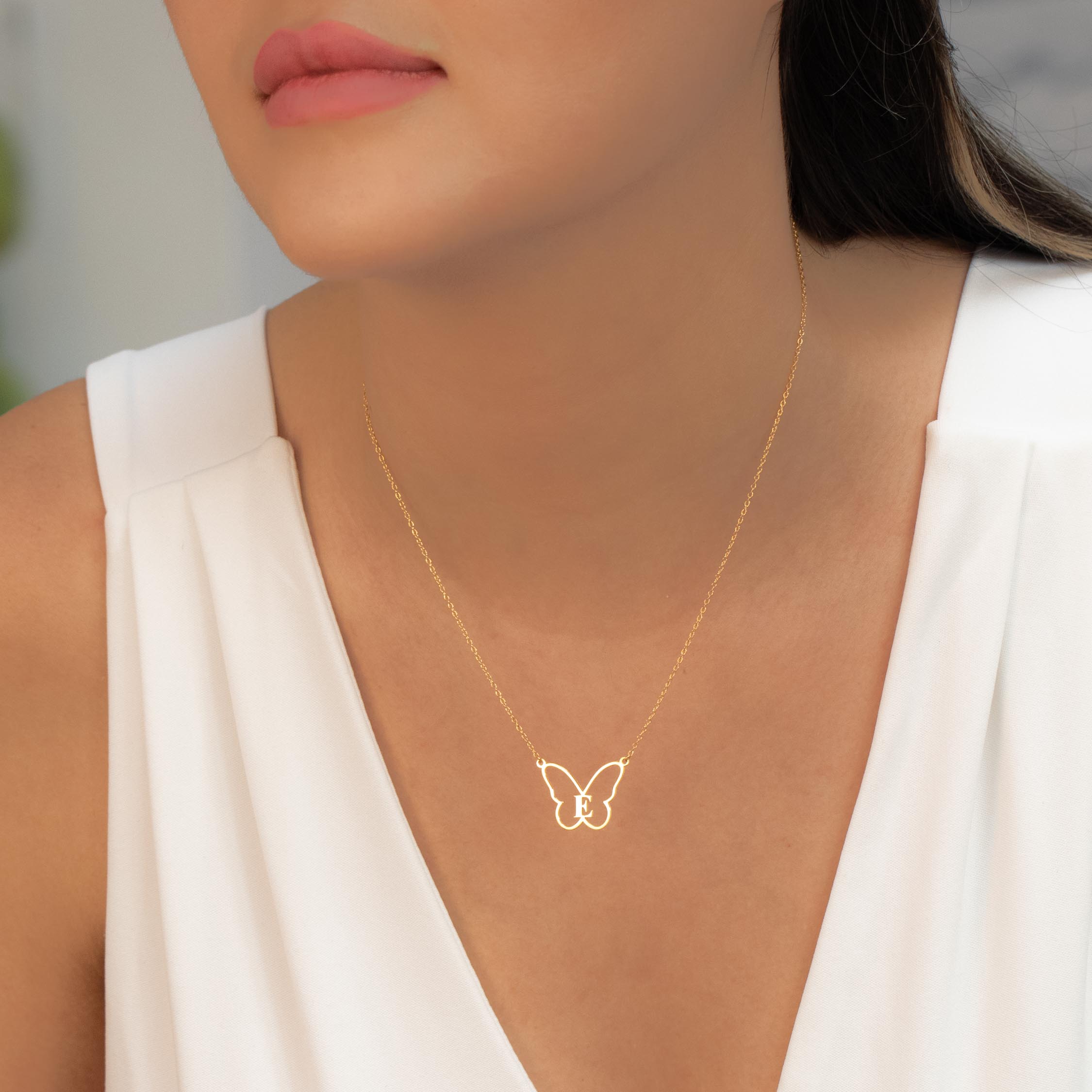Buy Initial Butterfly Pendant Necklace,Women 14k Gold Plated Handmade  Dainty Butterfly Necklace with Initial Round Disk Pendant Online at  desertcartINDIA