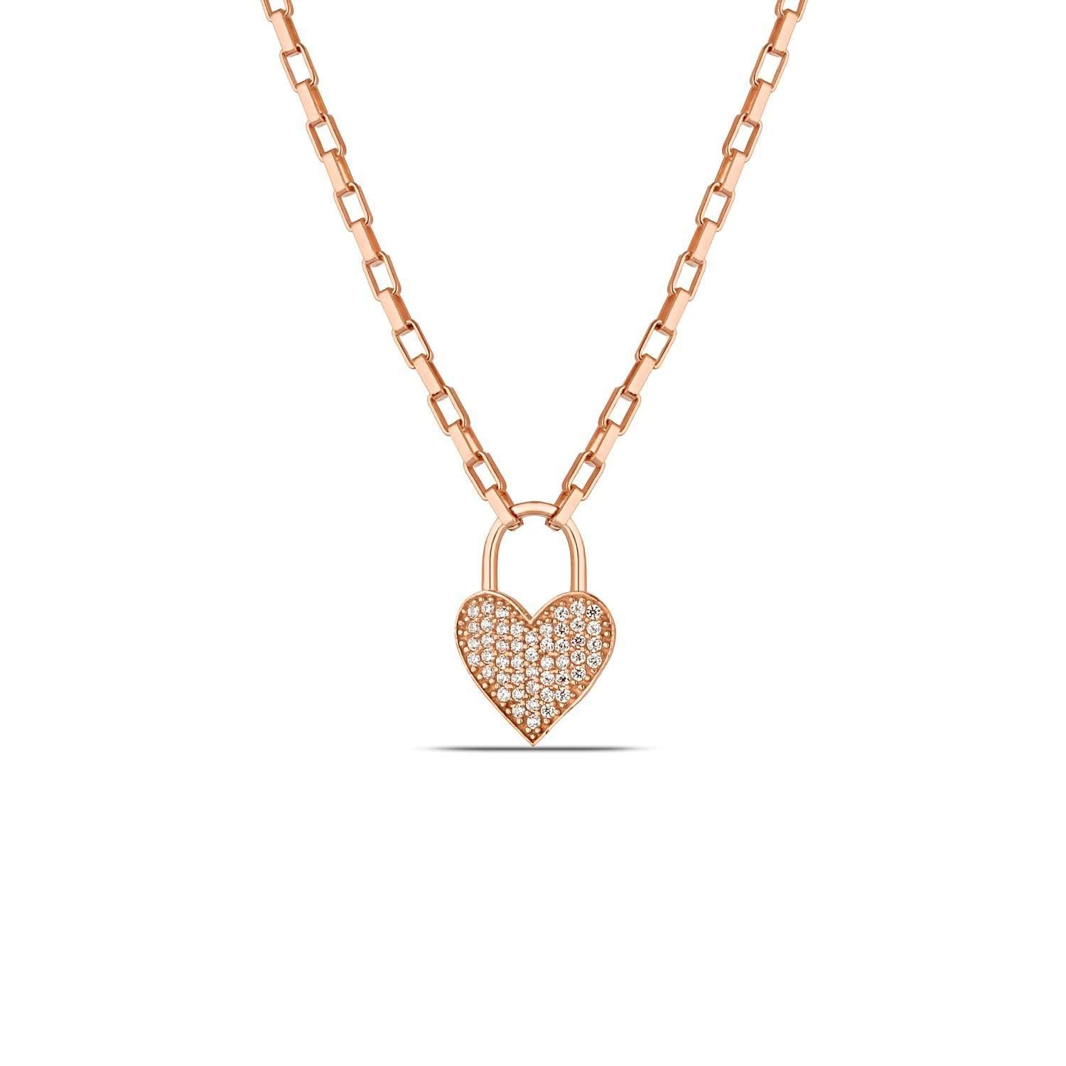 14K store Rose Gold Tiny Pave Heart Necklace, Rose Gold Heart Pendant, Handmade Diamond Necklace, Diamond Heart Necklace, CZ Heart Necklace