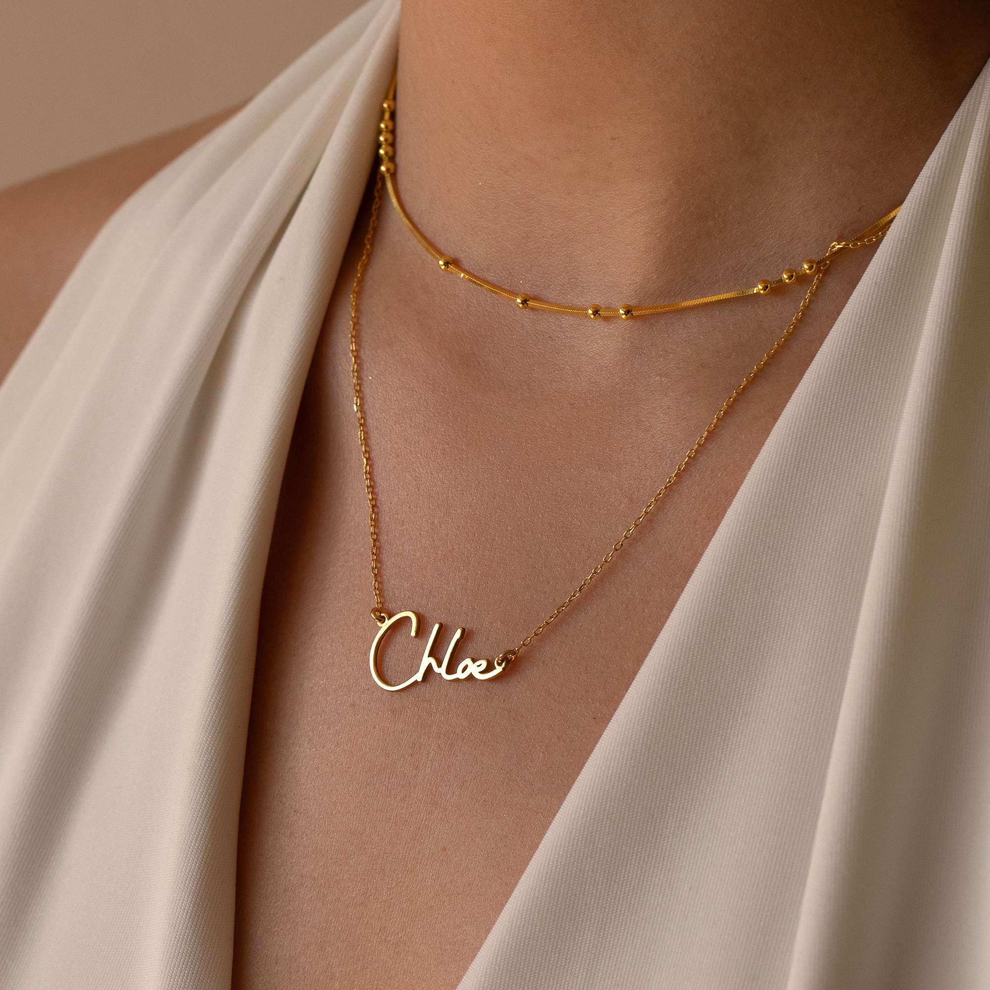 Dainty name deals necklace gold