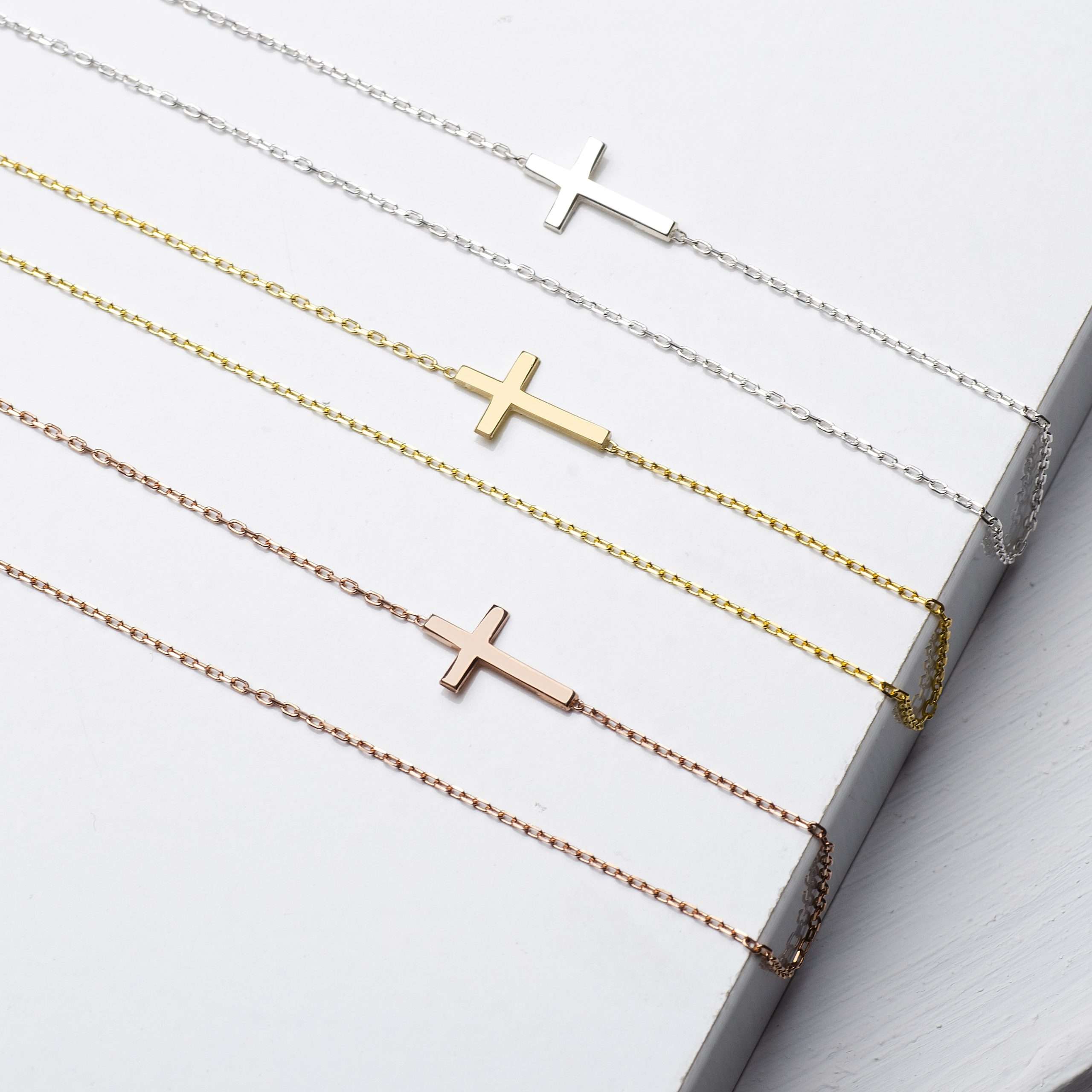 Sterling silver horizontal hot sale cross necklace