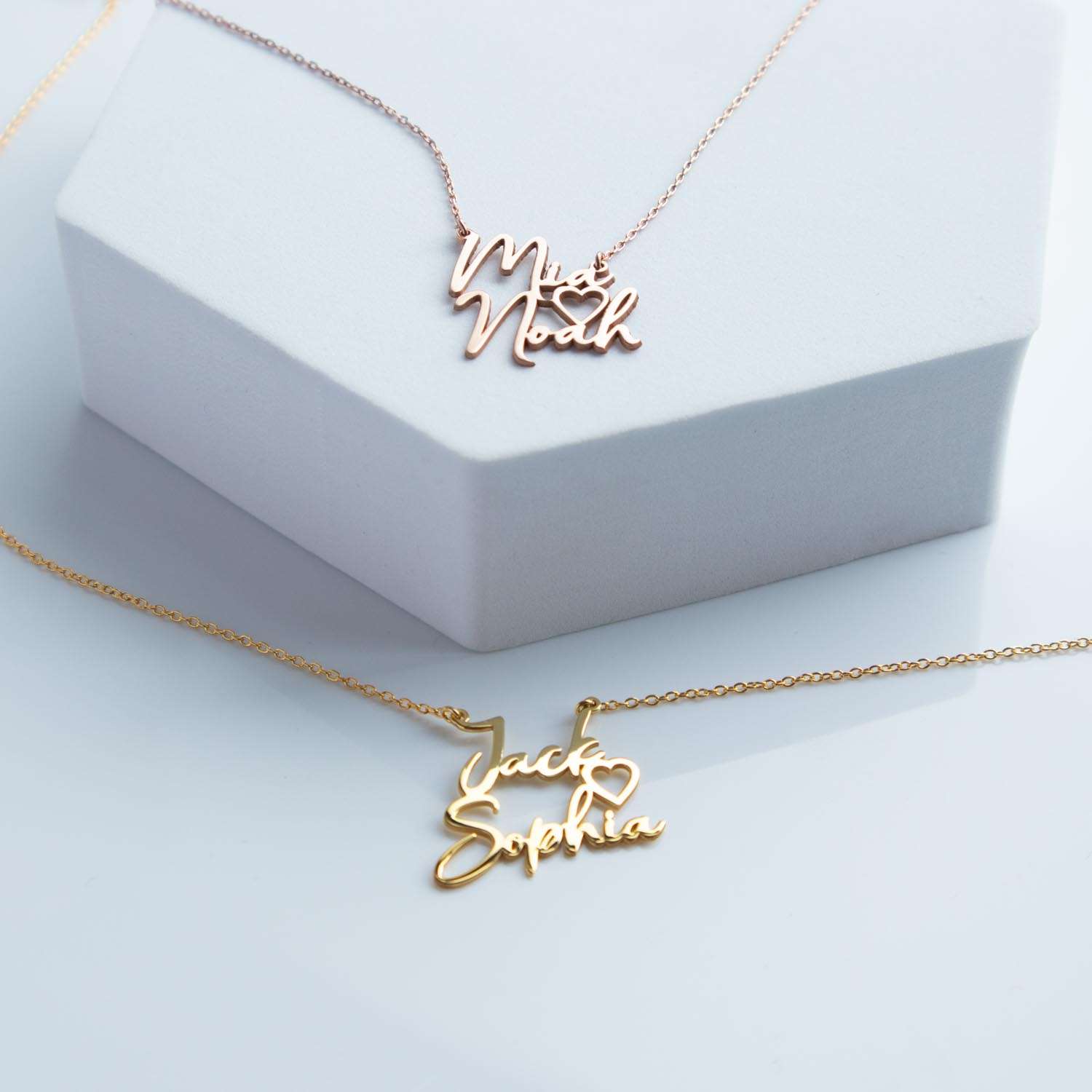 Gold necklace deals with 2 names